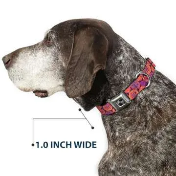 Dog Collar Seatbelt Buckle Boho Mandala Purples Oranges Pinks, 1.5" Wide - Fits 18-32" Neck - Large, DC-W32884-WL