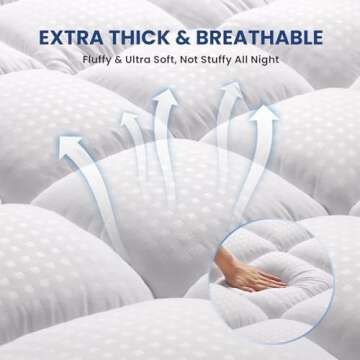 Queen Mattress Topper for Back Pain Extra Thick Mattress Pad Cover with 8-21 Inch Deep Pocket Pillow Top Mattress Topper Overfilled with Down Alternative, White