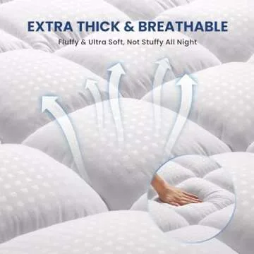 Queen Mattress Topper for Back Pain Extra Thick Mattress Pad Cover with 8-21 Inch Deep Pocket Pillow Top Mattress Topper Overfilled with Down Alternative, White