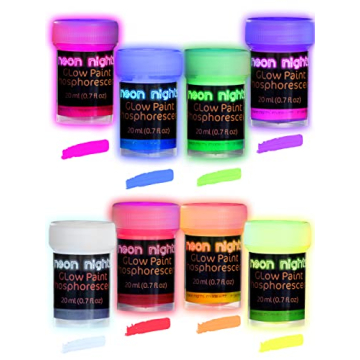 Neon Nights Glow in The Dark Acrylic Paint Set - 8 Vibrant Colors