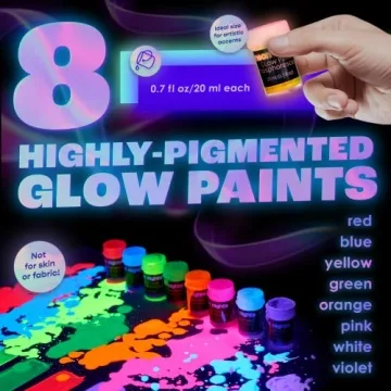 Neon Nights Glow in The Dark Neon Acrylic Paint Set of 8