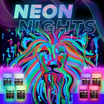 Neon Nights Glow in The Dark Neon Acrylic Paint Set of 8