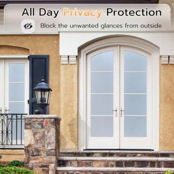LUTE Window Privacy Film, Frosted Glass Window Film for Bathroom, Static Cling Removable Heat Contro...