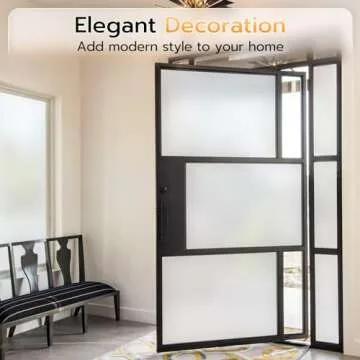 LUTE Window Privacy Film, Frosted Glass Window Film for Bathroom, Static Cling Removable Heat Control Glass Coverings, Non Adhesive Opaque Door Sticker for Home Office (Pure, 17.5" x 118.1")