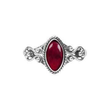 Unique Garnet Stone Ring in 925 Sterling Silver for Women – Handmade Jewelry Gift