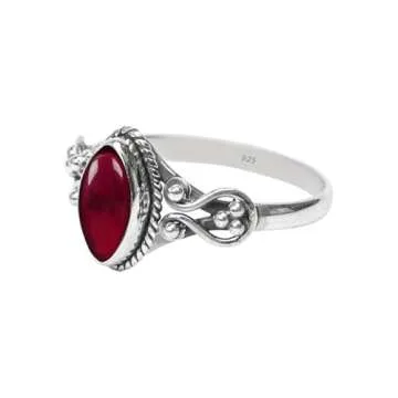 Garnet Stone Ring Handmade 925 Sterling Silver Gift for Her