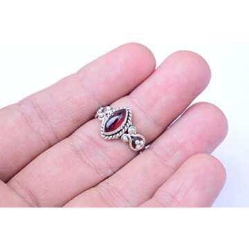 Garnet Stone Ring Handmade 925 Sterling Silver Gift for Her
