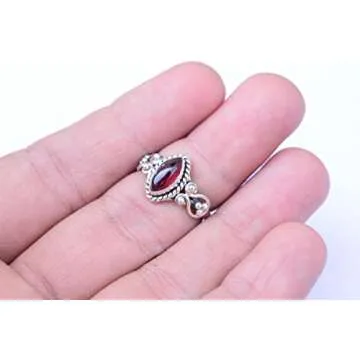 Garnet Stone Ring Handmade 925 Sterling Silver Gift for Her