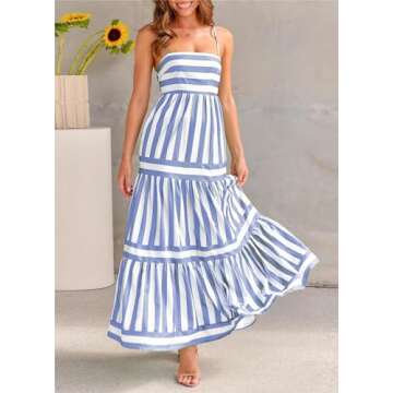 Chouyatou Women's Spaghetti Strap Maxi Dress for Summer
