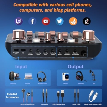 VASDEV DJ Podcast Equipment Bundle with Bluetooth Features