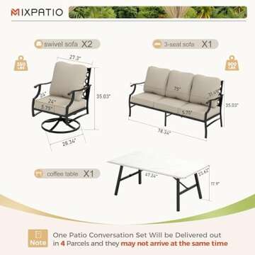 MIXPATIO 4-Pc Outdoor Patio Furniture Set - Comfort & Style