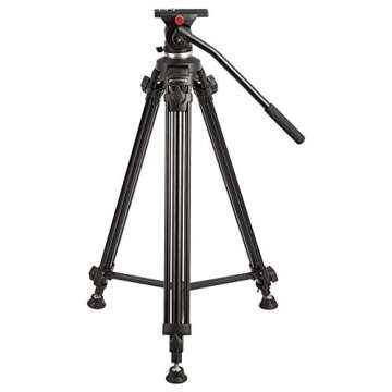 Amazon Basics Professional Aluminum Video Tripod - 65", Heavy Duty, With Fluid Head