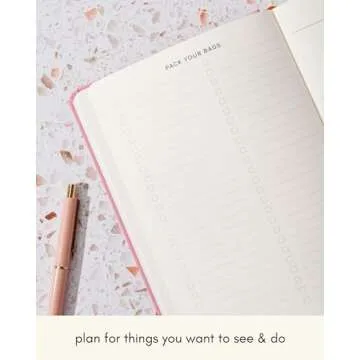 Kunitsa Co. Travel Journal - Guided Notebook for Travelers to Plan & Reflect on Vacations & Trips. Keepsake Travel Gift, Lavender Pink