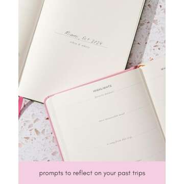 Kunitsa Co. Travel Journal - Guided Notebook for Travelers to Plan & Reflect on Vacations & Trips. Keepsake Travel Gift, Lavender Pink