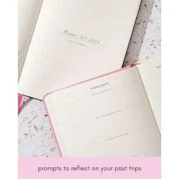 Kunitsa Co. Travel Journal - Guided Notebook for Travelers to Plan & Reflect on Vacations & Trips. Keepsake Travel Gift, Lavender Pink