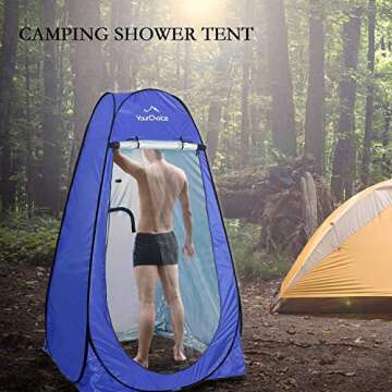 Your Choice Pop Up Privacy Shower Tent - Portable Changing Toilet Tent for Outdoor Camping, Beach, Road Trips - 6.2 FT Tall with Carry Bag - Blue