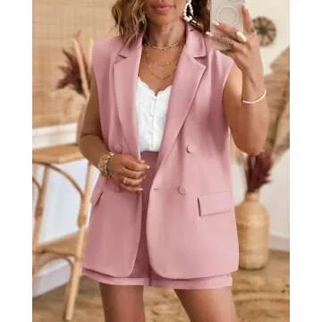KIRUNDO Womens 2 Piece Blazer and Shorts Set - Summer Style