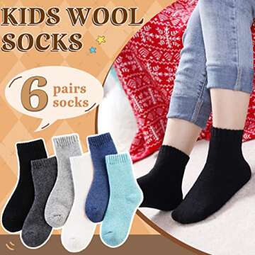 Kids Merino Wool Socks Boys Girls Hiking Boot Winter Thermal Warm Cozy Soft Toddler Thick Crew Socks...