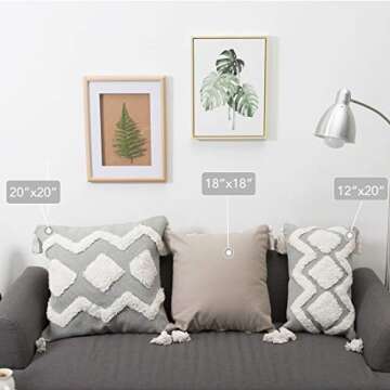 blue page Lumbar Small Decorative Throw Pillow Covers 12 X 20 Inches for Couch Sofa Bedroom Living Room, Woven Tufted Boho Pillows Cover with Tassels, Cute Grey Farmhouse Pillows Case