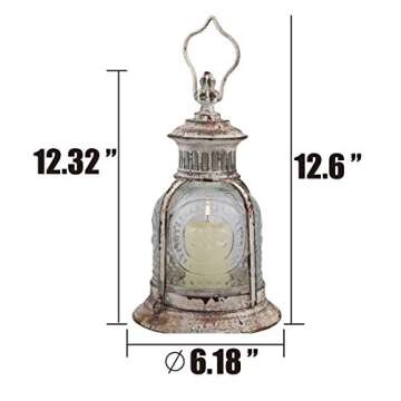 Stonebriar Antique White Metal Votive Candle Lantern with Handle