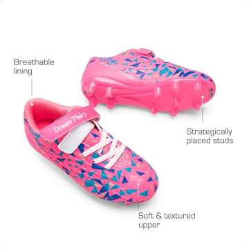 DREAM PAIRS Boys Girls Soccer Cleats Youth Firm Groud Football Shoes with Socks SDSO2307K-ACC Size 5...