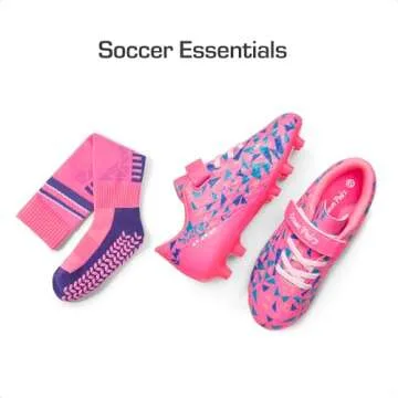DREAM PAIRS Boys Girls Soccer Cleats Youth Firm Groud Football Shoes with Socks SDSO2307K-ACC Size 5 Big Kid HOT Pink/Royal Blue