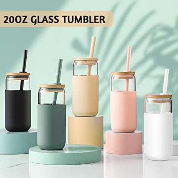 Stylish 20oz Glass Tumbler with Silicone Sleeve