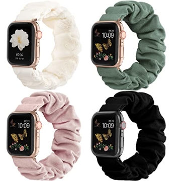 Recoppa Cute Printed Scrunchie Apple Watch Bands - 4 Packs