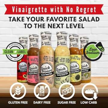Low Sodium Salad Dressing, 6pk Six Different Flavors Vegan Salad Dressing Option, Balsamic Vinaigret...