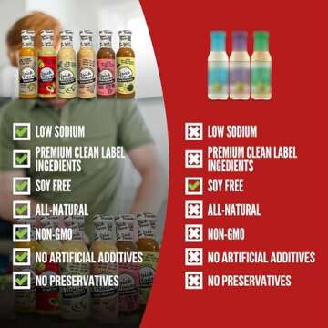 Low Sodium Salad Dressing, 6pk Six Different Flavors Vegan Salad Dressing Option, Balsamic Vinaigrette Dressing, Avocado Ranch Dressing by Brick House