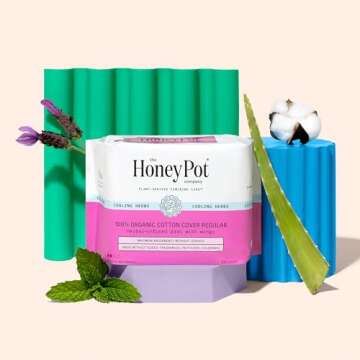 The Honey Pot Company - Herbal Sanitary Pads for Women - Regular Flow w/Wings - Infused w/Essential Oils for Cooling Effect & Organic Cotton Cover - Feminine Care - FSA & HAS - 20 ct