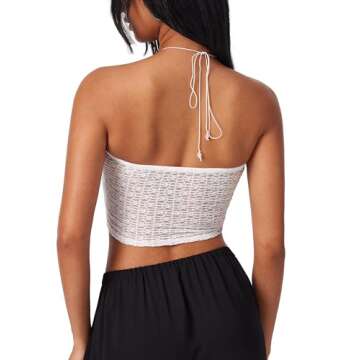 CIDER Halter Tops for Women - Elegant Crochet Boho Style Crop Tops