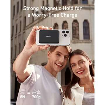Anker 521 Magnetic Battery (PowerCore Magnetic 5K), 5000 mAh Magnetic Wireless Portable Charger with USB-C Cable, for iPhone 13 /13 Pro /13 Pro Max /13 Mini /12 /12 Pro /12 Pro Max /12 Mini (Black)
