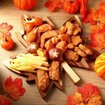 Rtteri 4 Pcs Acacia Wood Serving Trays for Thanksgiving