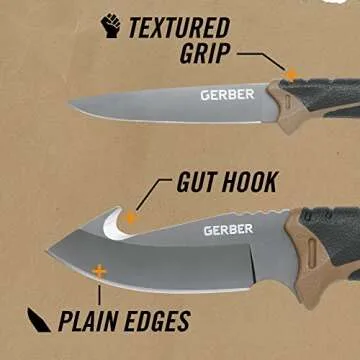 Gerber Gear Myth Field Dress Kit - 2-Piece Hunting Knife Set - EDC Gear and Equipment - Brown