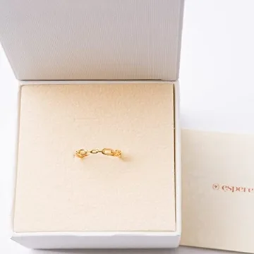 Espere Gold Plated Simple Link Ring Women's Minimalist Jewelry