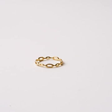 Espere Gold Plated Simple Link Ring Women's Minimalist Jewelry