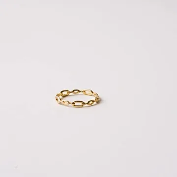Espere Gold Plated Simple Link Ring Women's Minimalist Jewelry