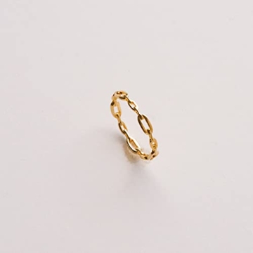 Espere Gold Plated Simple Link Ring Women's Minimalist Jewelry