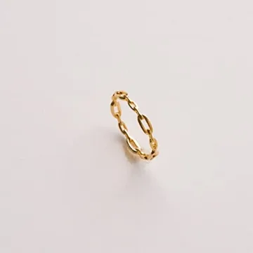 Espere Gold Plated Simple Link Ring Women's Minimalist Jewelry