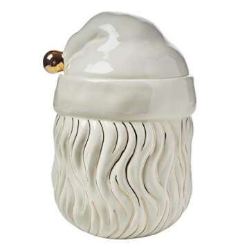 Glitterville Papa Noel Cookie Jar in White | Hand Painted and Glazed | Collectable