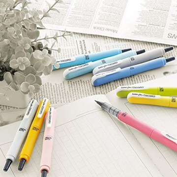 Kuretake ZIG Letter pen COCOIRO (Strawberry) with Hard Brush tip, Black ink, Refillable