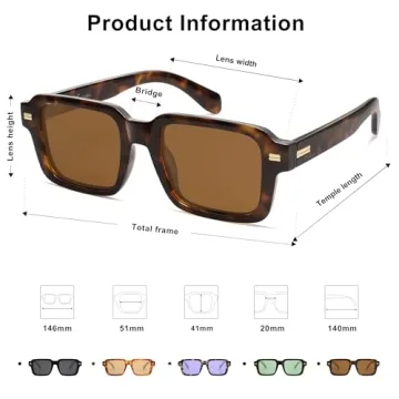 SOJOS Retro Square Polarized Sunglasses for Women Men, 70s 80s Classic Vintage Rectangle Shades SJ2345, Brown tortoise/Brown