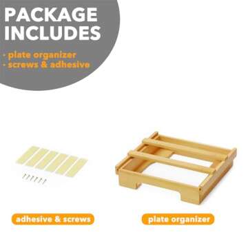 SpaceAid 12-inch Paper Plate Dispenser, Under Cabinet Bamboo Plates Holder, Kitchen Counter Vertical Plate Dipensers Holders Countertop Caddy (for 12 inches Plates, Bamboo)