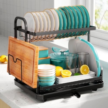Sakugi 2-Tier Stainless Steel Dish Drying Rack with Drainboard
