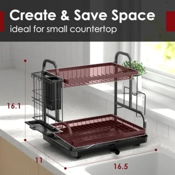 Sakugi 2-Tier Stainless Steel Dish Drying Rack with Drainboard