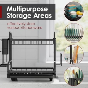 Sakugi 2-Tier Stainless Steel Dish Drying Rack with Drainboard