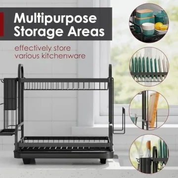 Sakugi 2-Tier Stainless Steel Dish Drying Rack with Drainboard