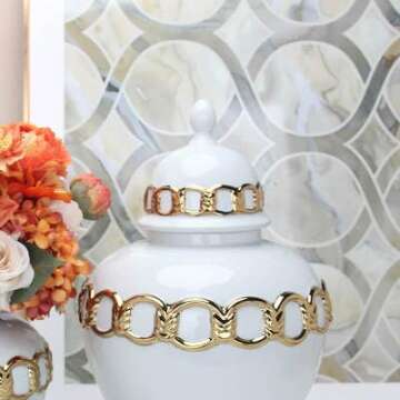 ASPIRE DESIGNS Gold/White Ginger Jar for Elegant Home Decor