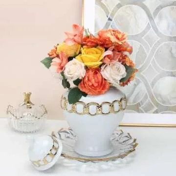 ASPIRE DESIGNS Gold/White Ginger Jar for Elegant Home Decor